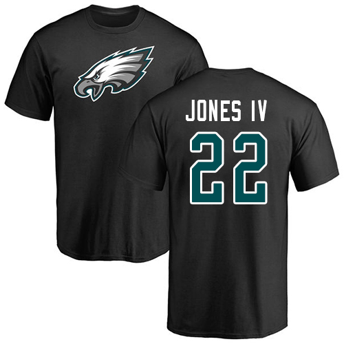 Men Philadelphia Eagles #22 Sidney Jones Black Name and Number Logo NFL T Shirt